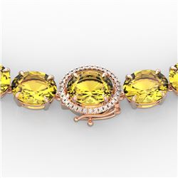 175 CTW Citrine & VS/SI Diamond Halo Micro Solitaire Necklace 14K Rose Gold - REF-535F5N - 22291