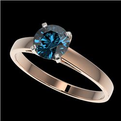 1 CTW Certified Intense Blue SI Diamond Solitaire Engagement Ring 10K Rose Gold - REF-115W8F - 32988