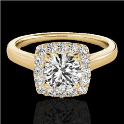 1.37 CTW H-SI/I Certified Diamond Solitaire Halo Ring 10K Yellow Gold - REF-167Y3K - 33411