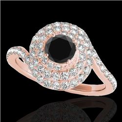 2.11 CTW Certified VS Black Diamond Solitaire Halo Ring 10K Rose Gold - REF-96H9A - 34517