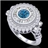 Image 1 : 2.03 CTW Fancy Intense Blue Diamond Solitaire Art Deco Ring 18K White Gold - REF-245X5T - 37901