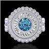 Image 2 : 2.03 CTW Fancy Intense Blue Diamond Solitaire Art Deco Ring 18K White Gold - REF-245X5T - 37901