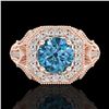 Image 2 : 1.75 CTW Fancy Intense Blue Diamond Solitaire Art Deco Ring 18K Rose Gold - REF-236M4H - 38280