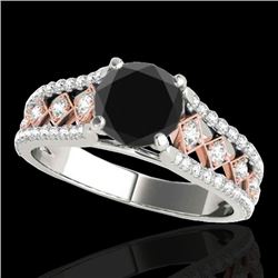 1.45 CTW Certified VS Black Diamond Solitaire Ring 10K White & Rose Gold - REF-76W4F - 35282