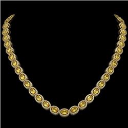 28.52 CTW Fancy Citrine & Diamond Halo Necklace 10K Yellow Gold - REF-498W9F - 40444