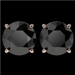 4 CTW Fancy Black VS Diamond Solitaire Stud Earrings 10K Rose Gold - REF-79K9W - 33135