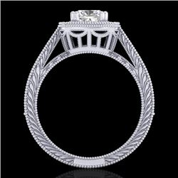 1.77 CTW Cushion VS/SI Diamond Solitaire Art Deco Ring 18K White Gold - REF-445N5Y - 37031