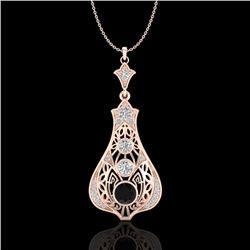 1.75 CTW Fancy Black Diamond Solitaire Art Deco Stud Necklace 18K Rose Gold - REF-172T8M - 37612