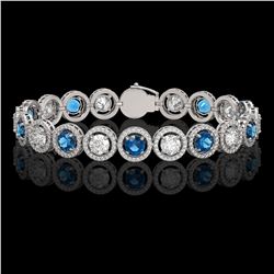 13.56 CTW Blue & White Diamond Designer Bracelet 18K White Gold - REF-3235A5X - 42590