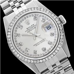 Rolex Men's Stainless Steel, QuickSet, Diamond Dial & Diamond Bezel - REF-521F3M