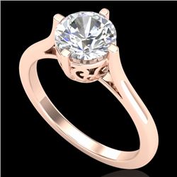 1.25 CTW VS/SI Diamond Solitaire Art Deco Ring 18K Rose Gold - REF-490N9Y - 37227