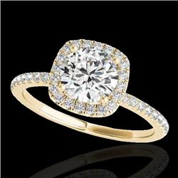 1.25 CTW H-SI/I Certified Diamond Solitaire Halo Ring 10K Yellow Gold - REF-218M2H - 33327