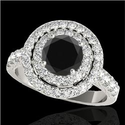 2.25 CTW Certified VS Black Diamond Solitaire Halo Ring 10K White Gold - REF-116K9W - 34214