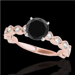 1.5 CTW Certified VS Black Diamond Solitaire Ring 10K Rose Gold - REF-64W2F - 34884