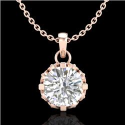 0.85 CTW VS/SI Diamond Solitaire Art Deco Stud Necklace 18K Rose Gold - REF-138A4X - 36840