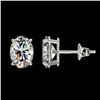 Image 2 : 2 CTW Certified VS/SI Quality Oval Diamond Solitaire Stud Earrings 10K White Gold - REF-585A2X - 330