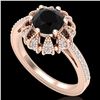 Image 1 : 1.65 CTW Fancy Black Diamond Engagement Art Deco Micro Pave Ring 18K Rose Gold - REF-132W8F - 37724