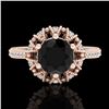 Image 2 : 1.65 CTW Fancy Black Diamond Engagement Art Deco Micro Pave Ring 18K Rose Gold - REF-132W8F - 37724