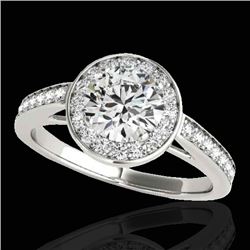 1.45 CTW H-SI/I Certified Diamond Solitaire Halo Ring 10K White Gold - REF-214K5W - 33796