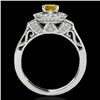 Image 2 : 1.75 CTW Certified Si/I Fancy Intense Yellow Diamond Solitaire Halo Ring 10K White Gold - REF-223W6F