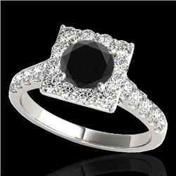 2.5 CTW Certified VS Black Diamond Solitaire Halo Ring 10K White Gold - REF-113K3W - 34144