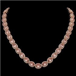 45.98 CTW Morganite & Diamond Halo Necklace 10K Rose Gold - REF-850K9W - 40566