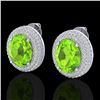 Image 1 : 9 CTW Peridot & Micro Pave VS/SI Diamond Earrings 18K White Gold - REF-186W8F - 20230