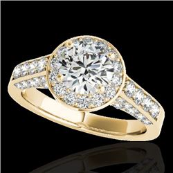 2.56 CTW H-SI/I Certified Diamond Solitaire Halo Ring 10K Yellow Gold - REF-392X8T - 34053