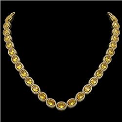 46.39 CTW Fancy Citrine & Diamond Halo Necklace 10K Yellow Gold - REF-553N6Y - 40597