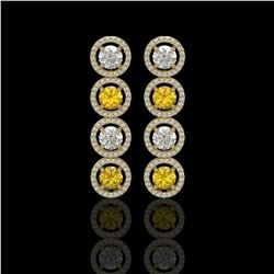 5.50 CTW Canary Yellow & White Diamond Designer Earrings 18K Yellow Gold - REF-789H5A - 42604