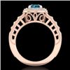 Image 4 : 1.53 CTW Fancy Intense Blue Diamond Solitaire Art Deco Ring 18K Rose Gold - REF-263X6T - 37650
