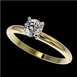 0.50 CTW Certified H-SI/I Quality Diamond Solitaire Engagement Ring 10K Yellow Gold - REF-65T5M - 32