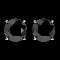 2.13 CTW Fancy Black VS Diamond Solitaire Stud Earrings 10K White Gold - REF-42H9A - 36649