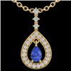 Image 2 : 1.15 CTW Tanzanite & Micro Pave VS/SI Diamond Necklace Designer 14K Yellow Gold - REF-62M2H - 23174