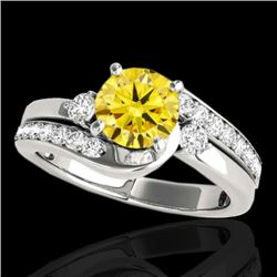 1.75 CTW Certified Si Intense Yellow Diamond Bypass Solitaire Ring 10K White Gold - REF-254F5N - 351