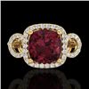 Image 1 : 3.75 CTW Garnet & Micro VS/SI Diamond Ring 18K Yellow Gold - REF-65N3Y - 23005