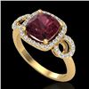 Image 2 : 3.75 CTW Garnet & Micro VS/SI Diamond Ring 18K Yellow Gold - REF-65N3Y - 23005