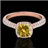 Image 1 : 1.5 CTW Certified Si/I Fancy Intense Yellow Diamond Solitaire Halo Ring 10K Rose Gold - REF-177A6X -