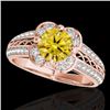 Image 1 : 2.05 CTW Certified Si/I Fancy Intense Yellow Diamond Solitaire Halo Ring 10K Rose Gold - REF-327H3A 