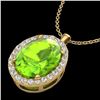 Image 2 : 2.75 CTW Peridot & Micro VS/SI Diamond Halo Solitaire Necklace 18K Yellow Gold - REF-51T5M - 20595