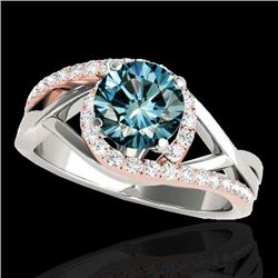 1.8 CTW Si Certified Fancy Blue Diamond Bypass Solitaire Ring 10K White & Rose Gold - REF-272X8T - 3