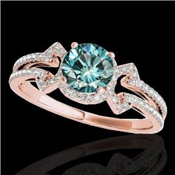 1.36 CTW Si Certified Fancy Blue Diamond Solitaire Ring 10K Rose Gold - REF-169Y3K - 35328