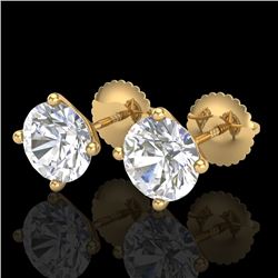 2.5 CTW VS/SI Diamond Solitaire Art Deco Stud Earrings 18K Yellow Gold - REF-668Y2K - 37309