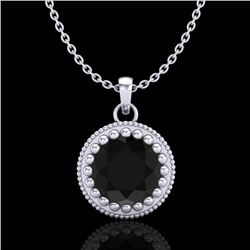1 CTW Fancy Black Diamond Solitaire Art Deco Stud Necklace 18K White Gold - REF-50H9A - 37485