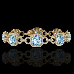 30 CTW Topaz & Micro VS/SI Diamond Bracelet 14K Yellow Gold - REF-368F9N - 23034