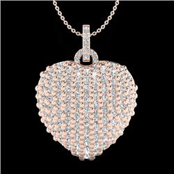 3 CTW Micro Pave VS/SI Diamond Designer Heart Necklace 14K Rose Gold - REF-189H6A - 20465