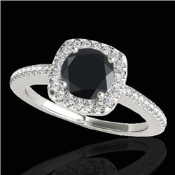 1.25 CTW Certified VS Black Diamond Solitaire Halo Ring 10K White Gold - REF-58K8W - 33826