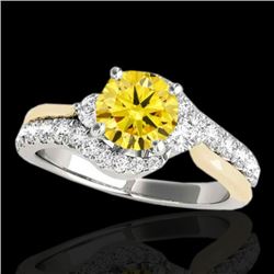 1.6 CTW Certified Si Intense Diamond Bypass Solitaire Ring 10K White & Yellow Gold - REF-218W2F - 35