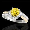 Image 1 : 1.6 CTW Certified Si Intense Diamond Bypass Solitaire Ring 10K White & Yellow Gold - REF-218W2F - 35