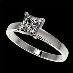 1 CTW Certified VS/SI Quality Princess Diamond Engagement Ring 10K White Gold - REF-297M2H - 32994